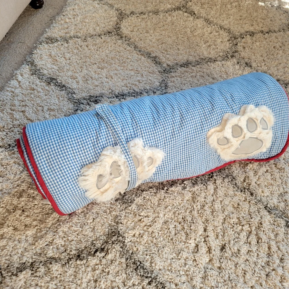 Pottery Barn Kids Shaggy Puppy Dog Sleeping Bag Blue Gingham SEAN - Picture 12 of 13